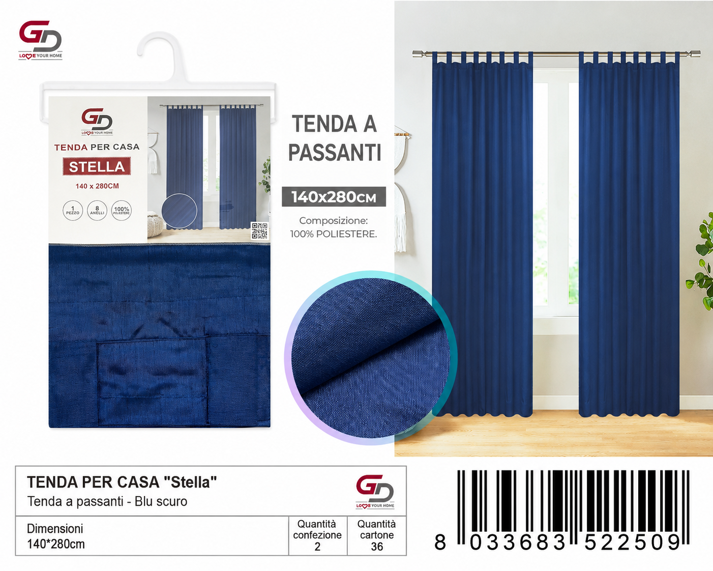 TENDA PER CASA Stella 140*280CM