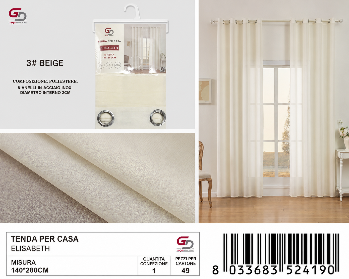TENDA PER CASA 140*280CM