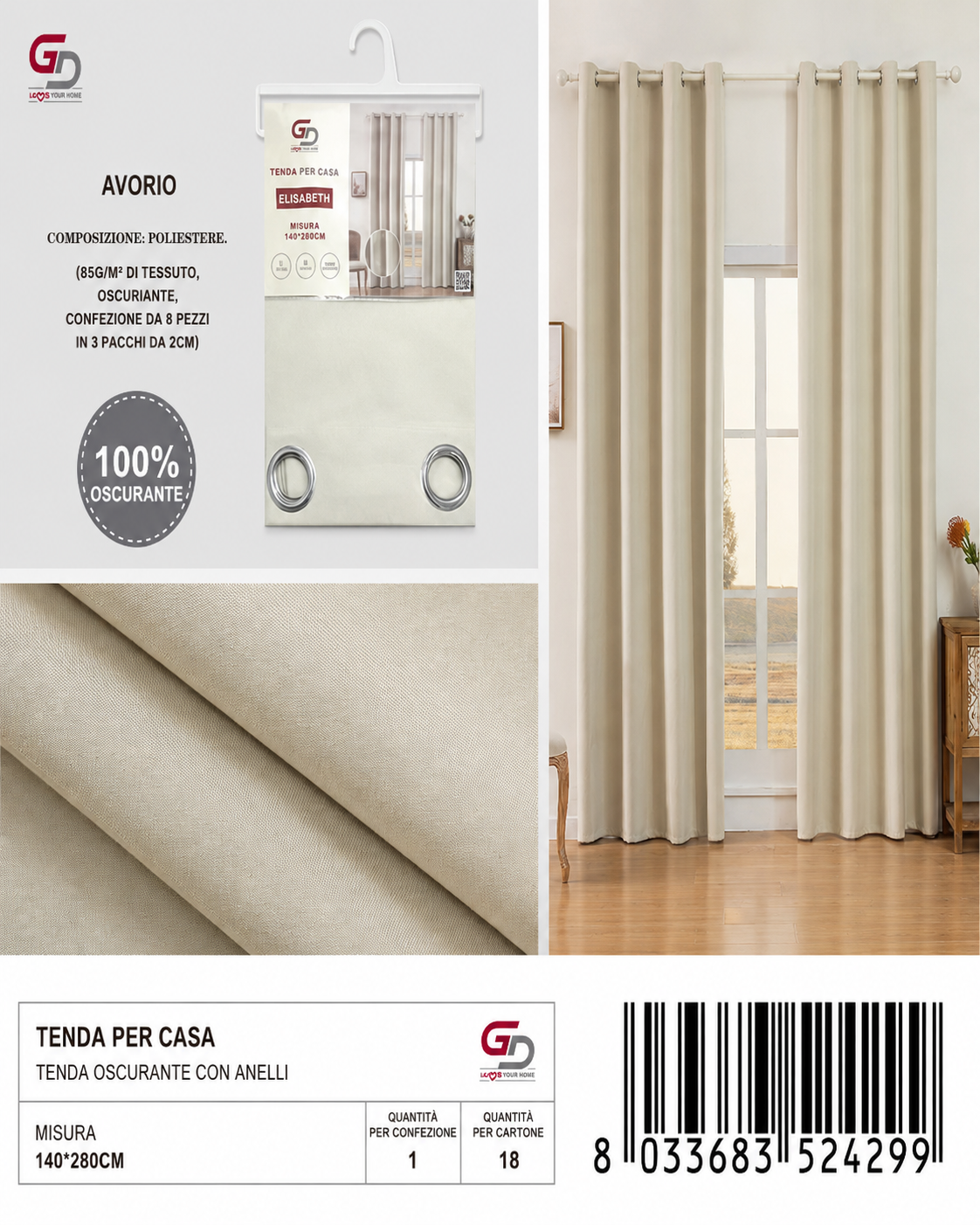 TENDA PER CASA 140*280CM