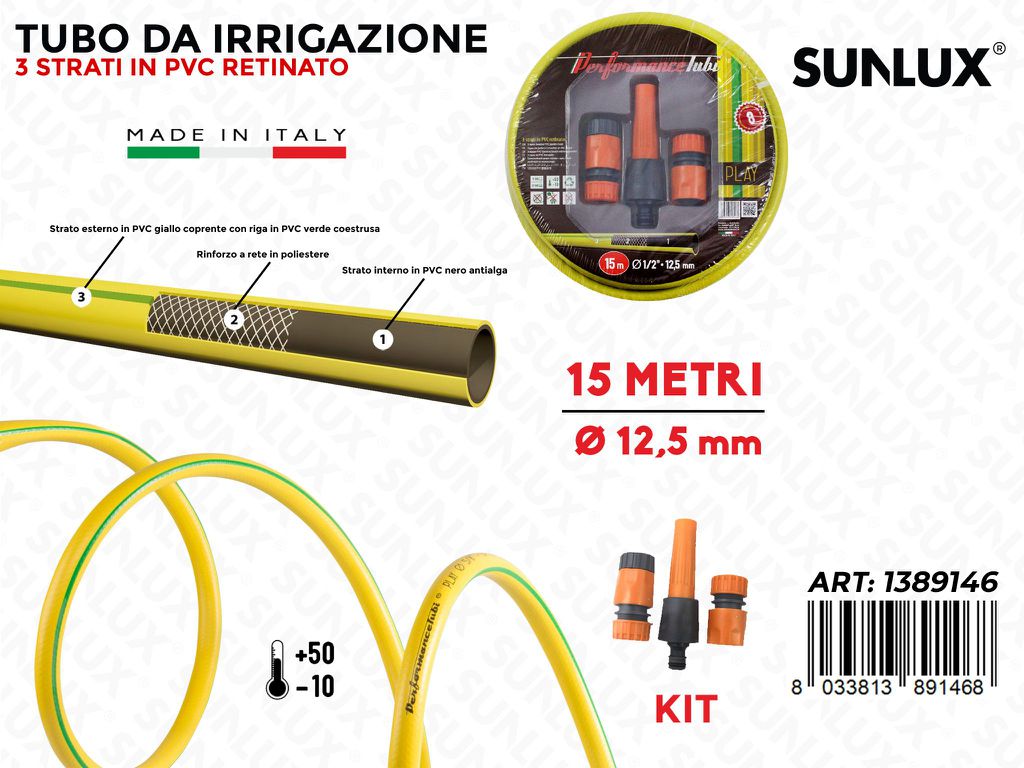 Kit Tubo Pvc Retinato Irrigazione Gia. D.12.5 MM*15MT
