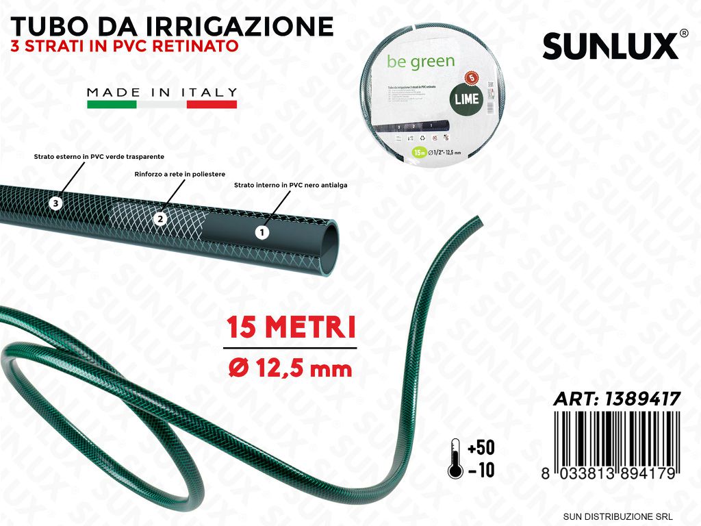 Tubo Pvc Retinato Irrigazione Ve D.12.5 MM*15MT