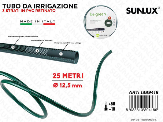 Tubo Pvc Retinato Irrigazione Ve D.12.5 MM*25MT