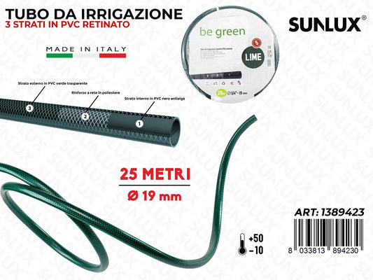 Tubo Pvc Retinato Irrigazione Ve D.19 MM*25MT