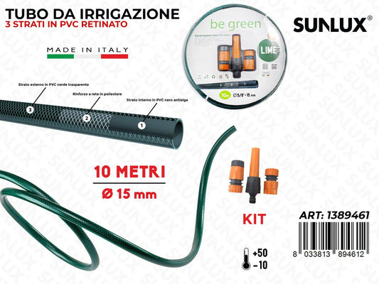 Kit Tubo Pvc Retinato Irrigazione Ve D.15MM*10MT