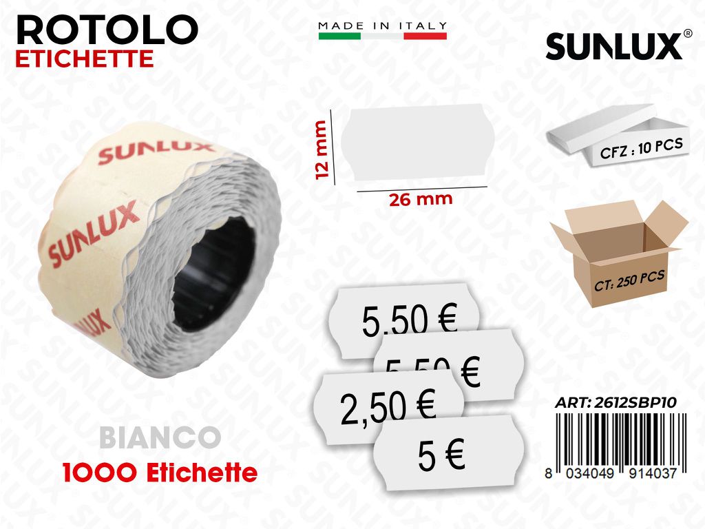 Rot. Etichette Prezzo BIANCO1000PCS 26*12MM