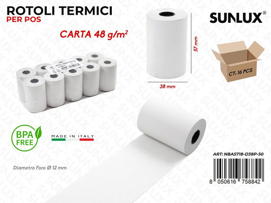 Rotoli Termici Pos 57/DM38/12 38*57MM 48G