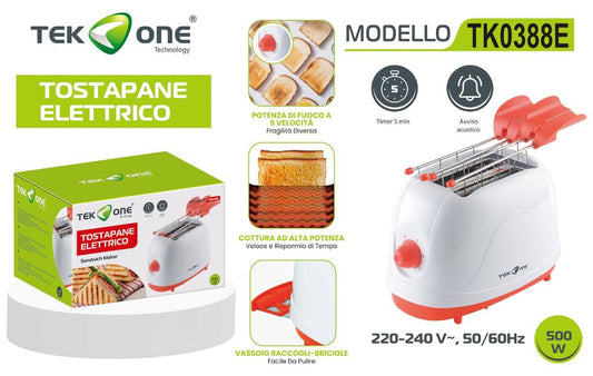 Tostapane Elettrico Sandwich Maker 500W Roso