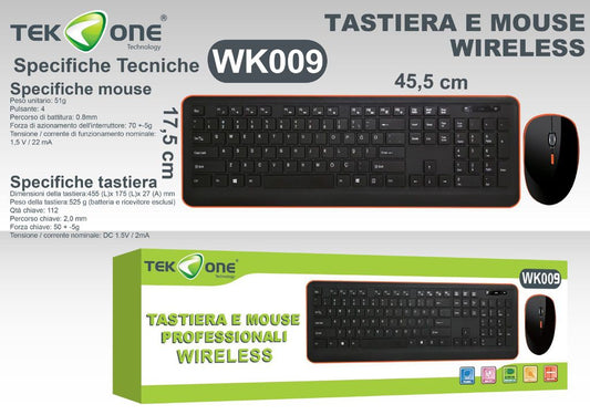 Tastiera E Mouse Professionali Wireless WK009