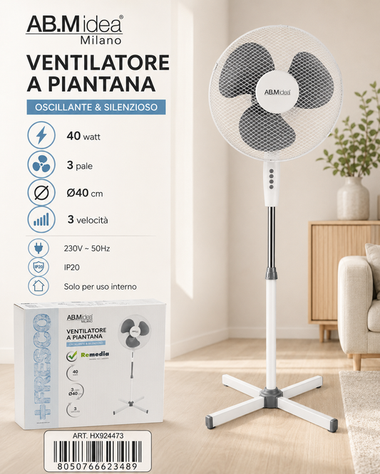 Ventilatore a Piantana 40W Ø40cm AB.M idea Milano