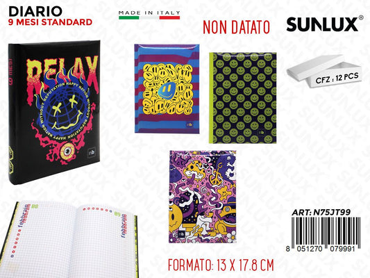 DIARIO STD 9MESI ND BOYS SMILE ASS. 13*17.8CM /PZ DA 12**