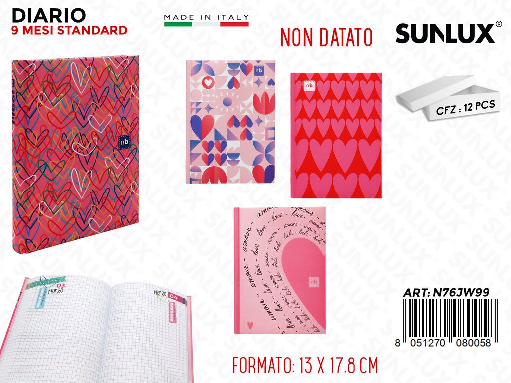 DIARIO STD 9MESI ND GIRLS LOVE ASS. 13*17.8CM /PZ DA 12**