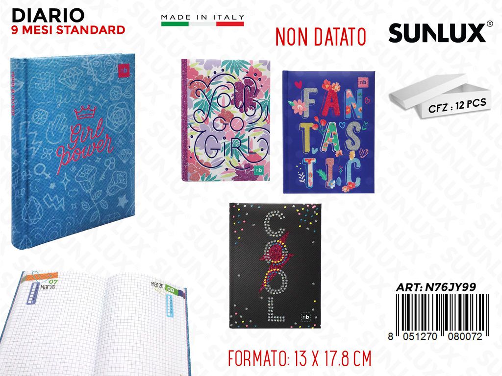 DIARIO STD 9MESI ND GIRLS COOL ASS. 13*17.8CM /PZ DA 12**