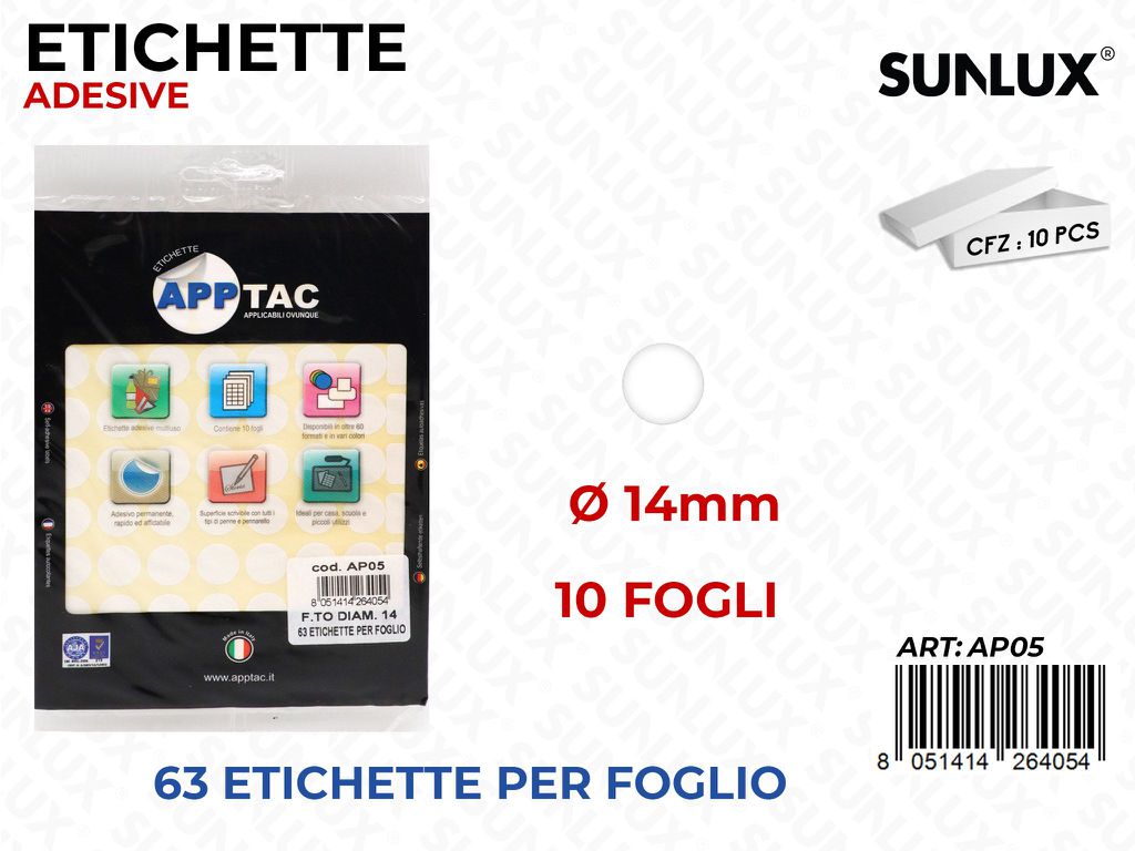 Etichette Adv 63PCS X 10FF D.14MM