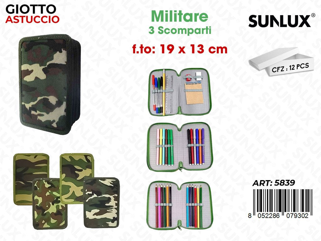 ASTUCCIO GIOTTO MILITARE 3ZIP ASS.19*13CM