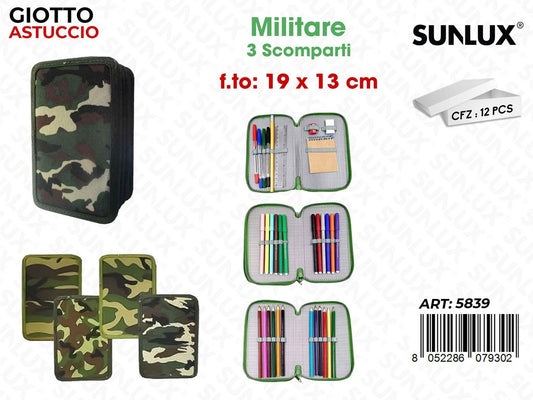 ASTUCCIO GIOTTO MILITARE 3ZIP ASS.19*13CM