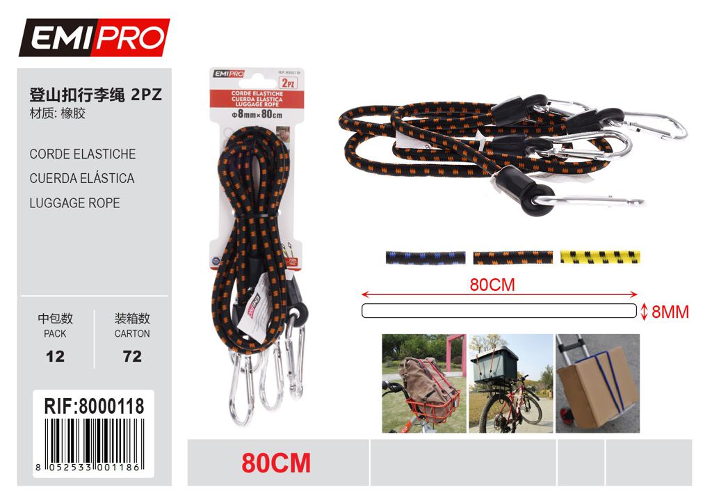 Corde Elastiche 2Pc 8mm*80cm