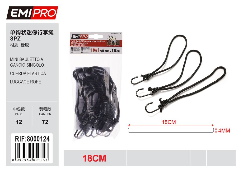 Mini Bauletto A Gancio Singolo 8Pc 4mm*18cm