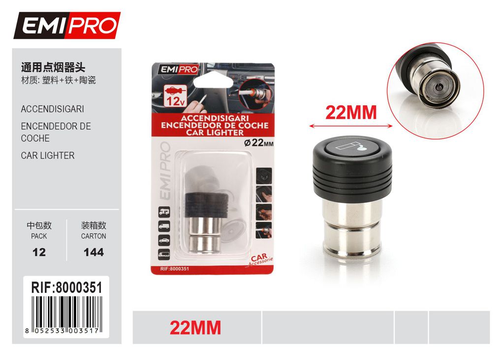 Accendisigari 22mm