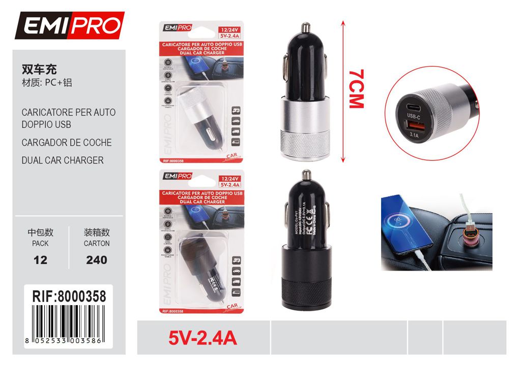 Caricatore Per Auto Doppio Usb