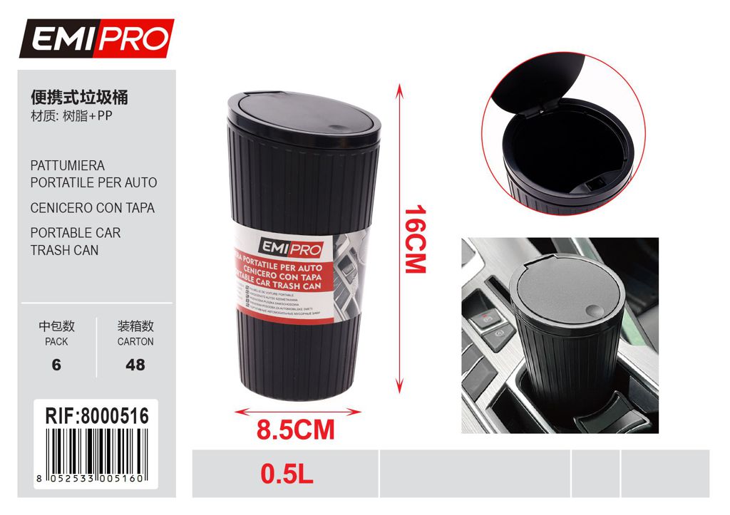 Pattumiera Portatile Per Auto 0.5L