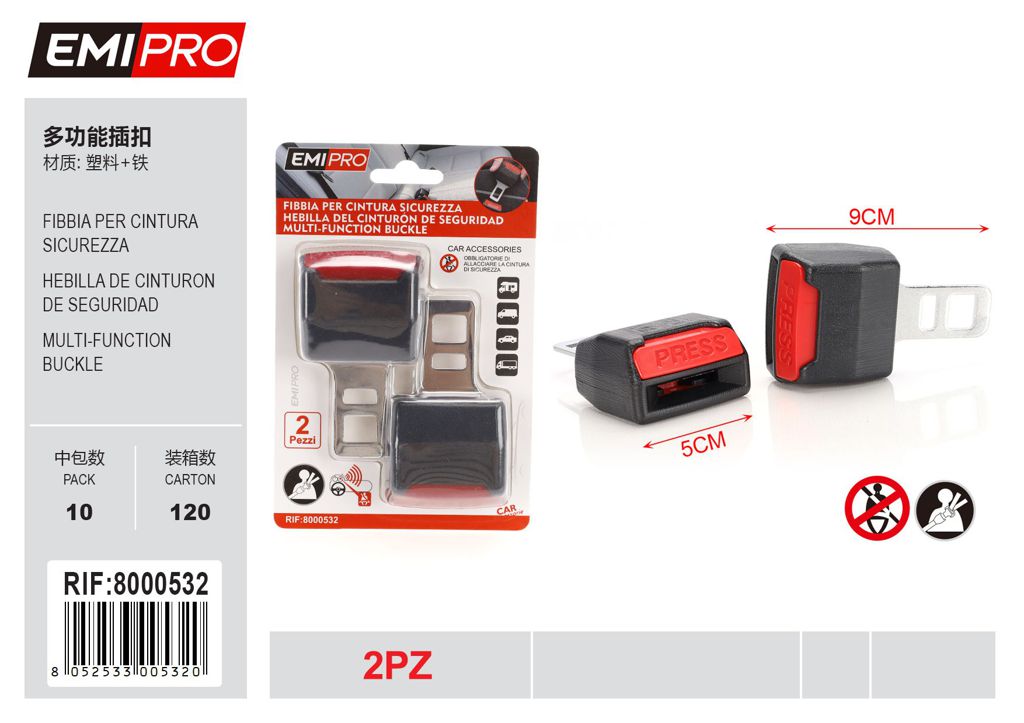 Fibbia Per Cintura Sicurezza 2Pcs