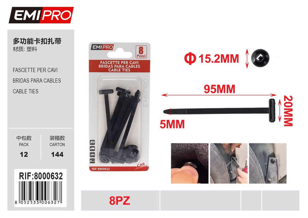 Fascette Universali Con Fibbia 8Pcs