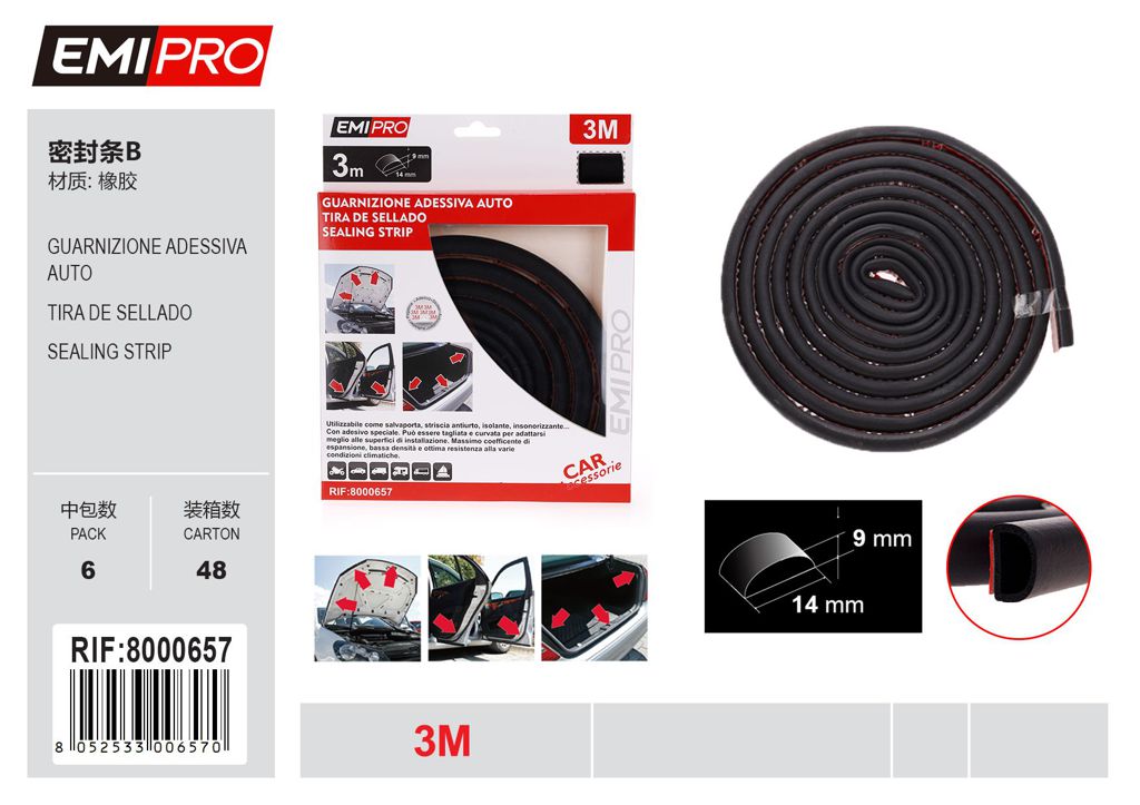 Guarnizione Adessiva Auto 9*14mm