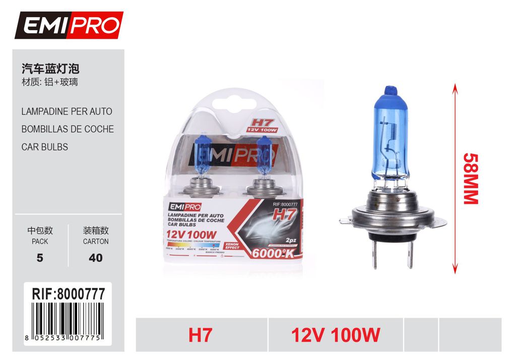 Lampadine Per Auto H7 12v 100w