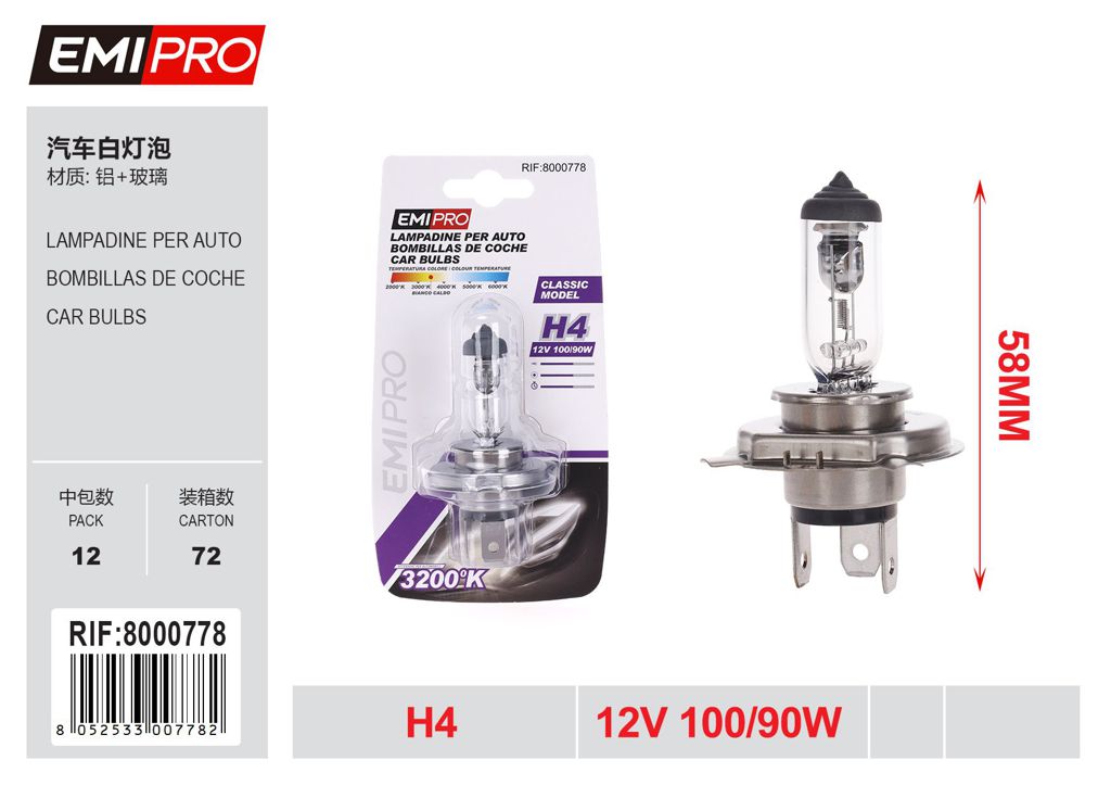 Lampadine Per Auto H4 12v100/90w