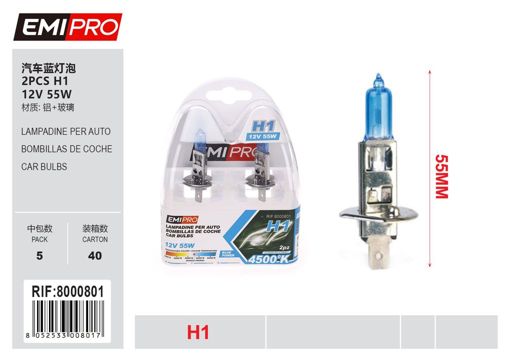 Lampadine Per Auto Blu H1 12v 55w