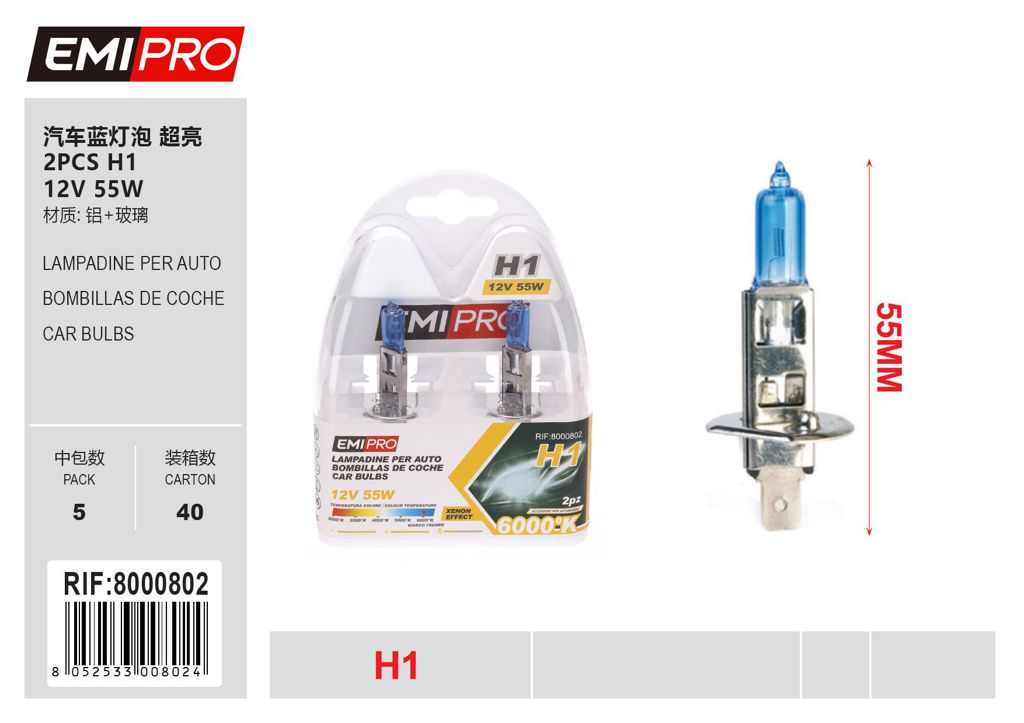 Lampadine Per Auto H1 12v 55w
