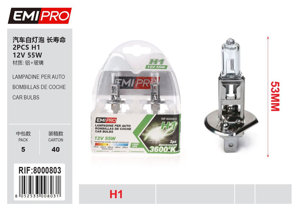 Lampadine Per Auto 2Pcs H1 12v 55w