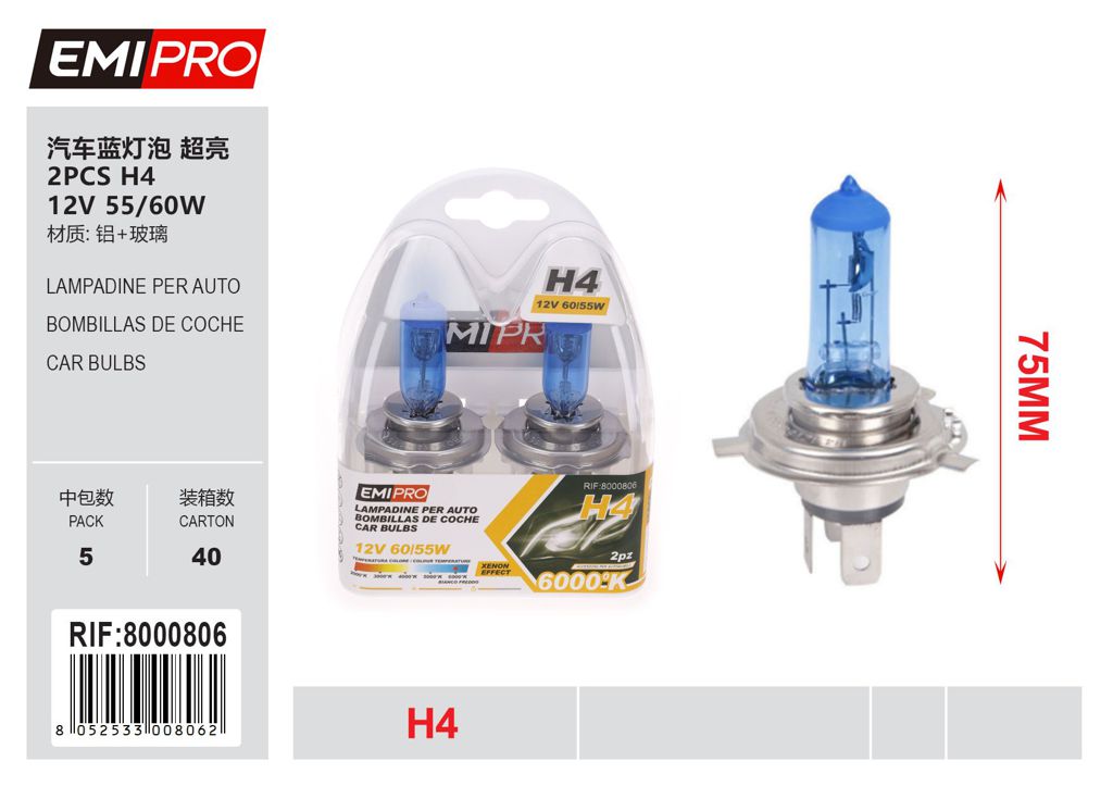 Lampadine Per Auto H4 12v 55/60w