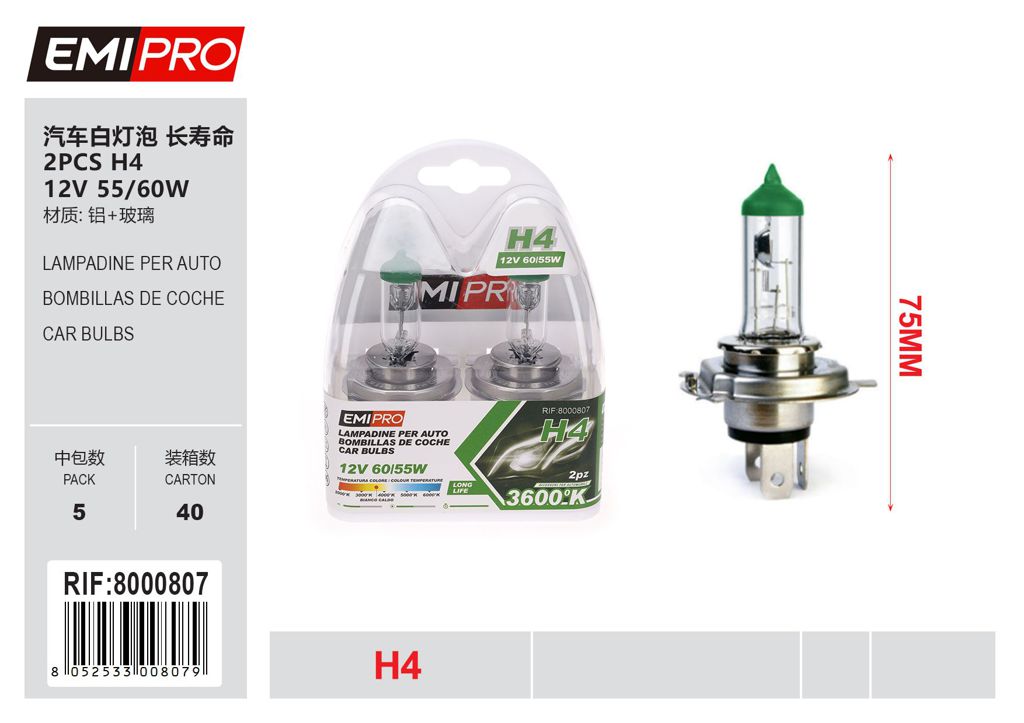 Lampadine Per Auto 1000H H1 12v 55/60w