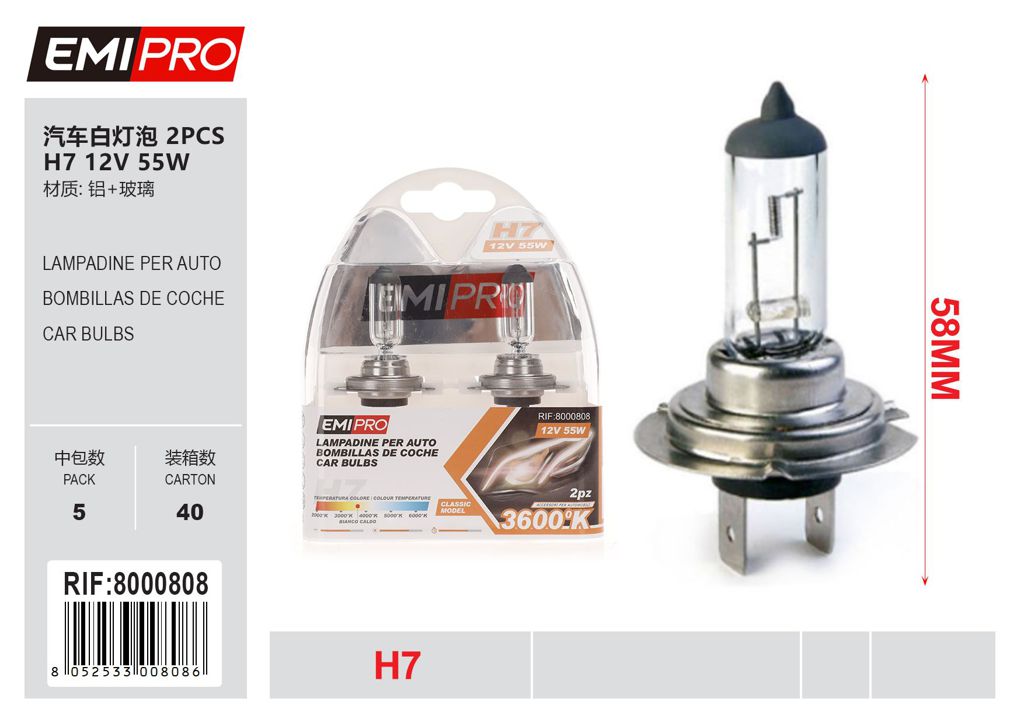 Lampadine Per Auto H7 12v 55w