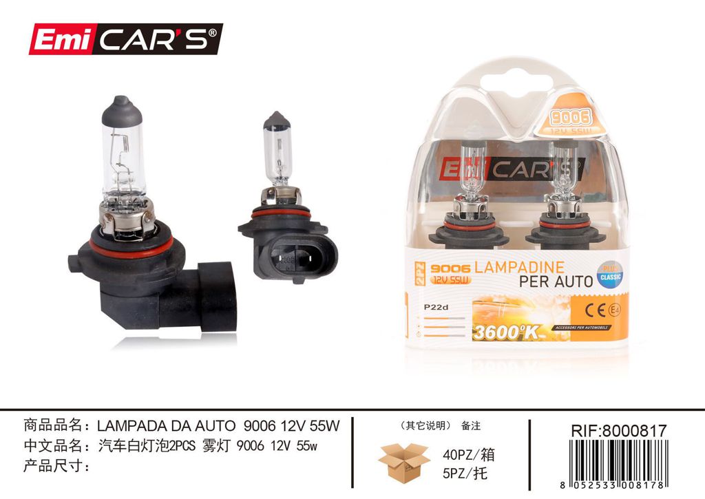 Lampadine Per Auto 9006 12v 55w