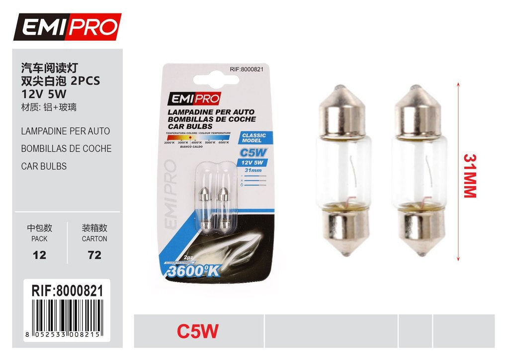 Lampadine Per Auto 2Pcs 11*31mm 12v 5w