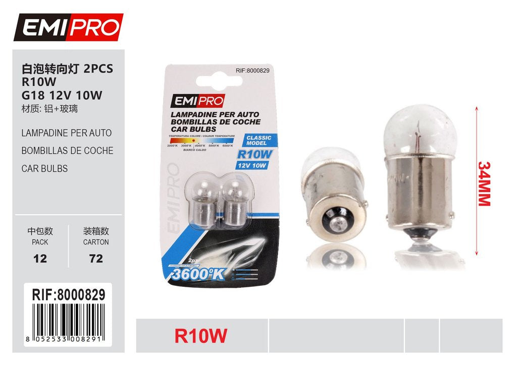 Lampadine Per Auto 2Pcs R10w G18 12v 10w