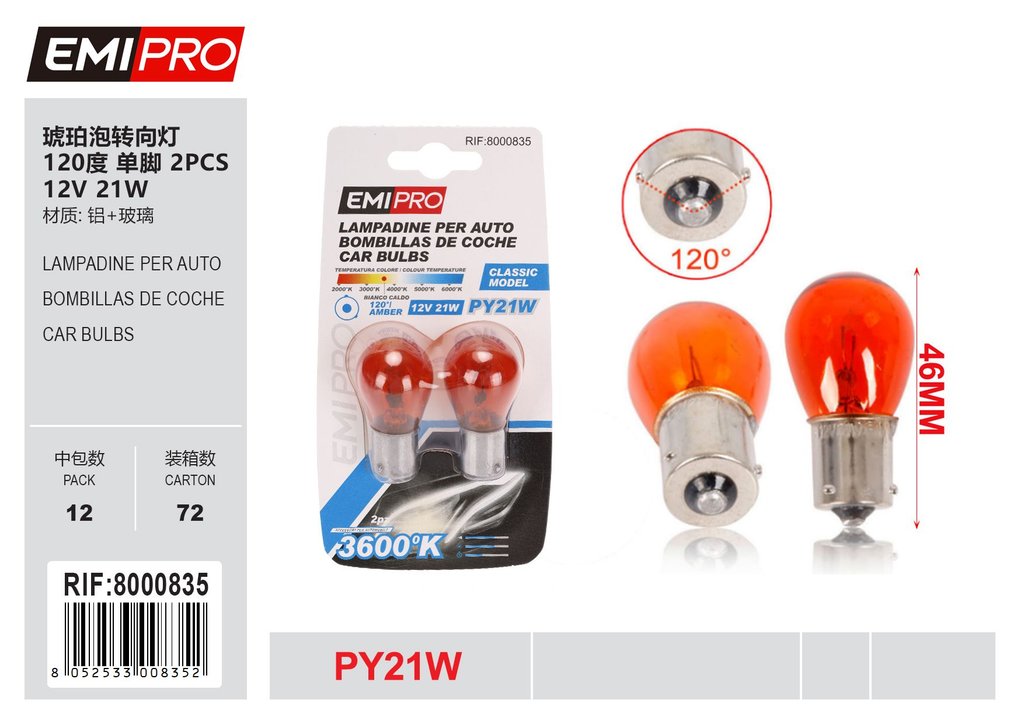 Lampadine Per Auto 2Pcs S25 Ba15S 21w