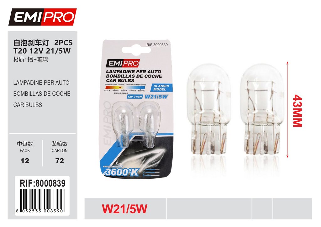 Lampadine Per Auto T20 12v 21/5w
