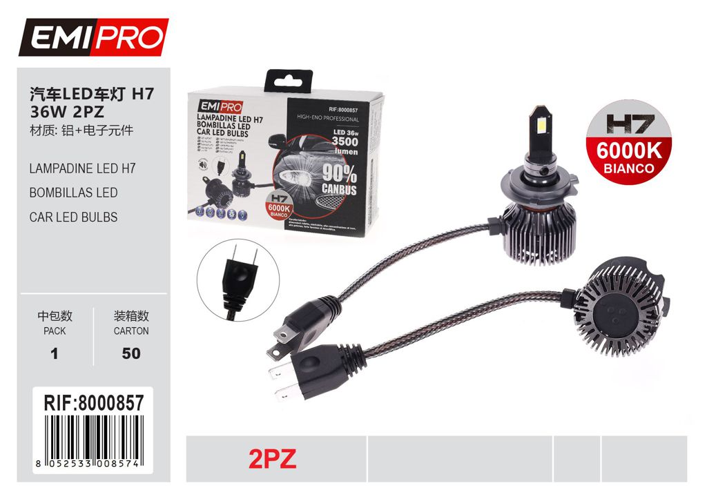 Lampadine Led H7 36w 2Pz