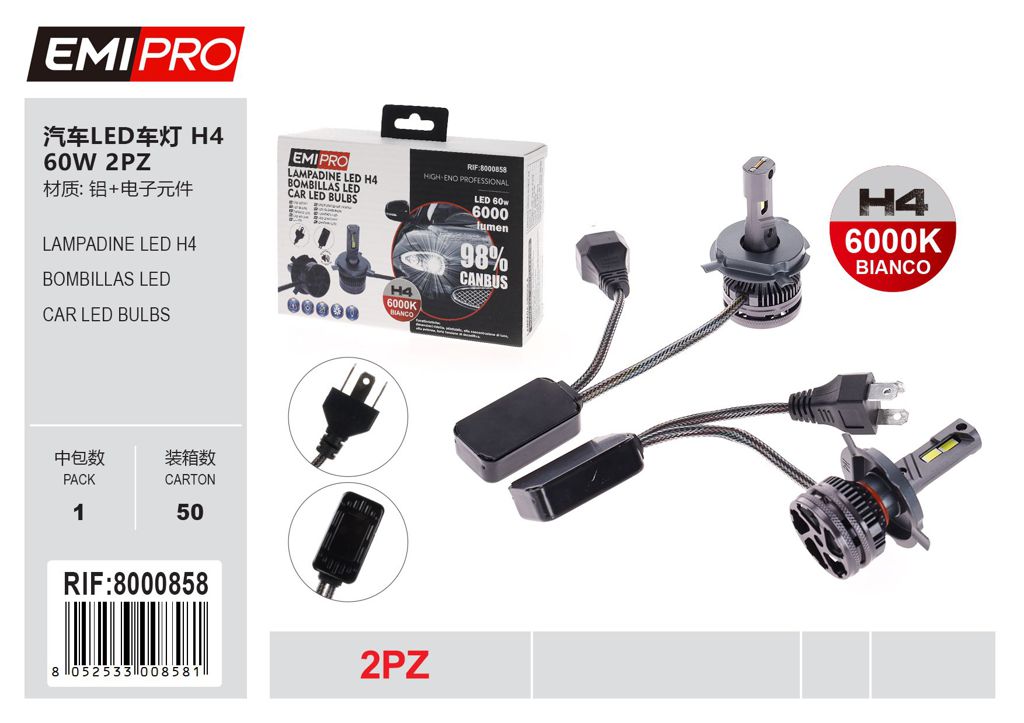 Lampadine Led H4 60w 2Pz