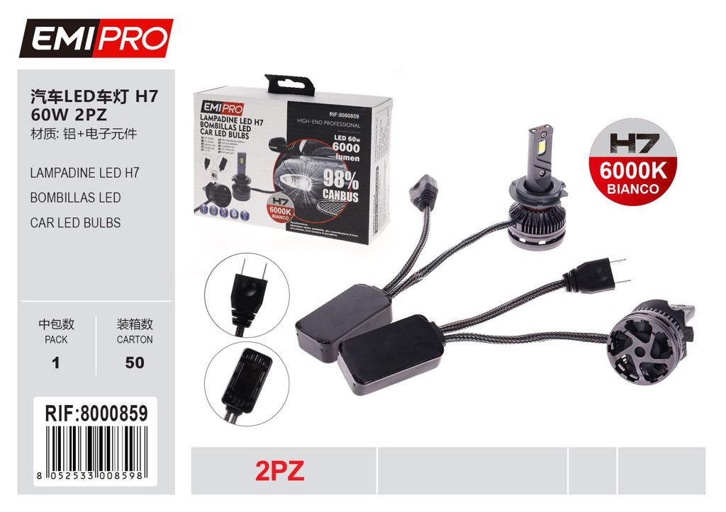 Lampadine Led H7 60w 2Pz