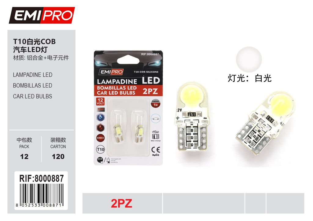 Lampadine Led 2Pcs T10