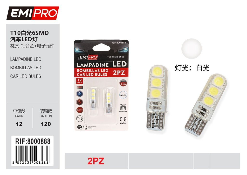 Lampadine Led 2Pcs T10 Bianca