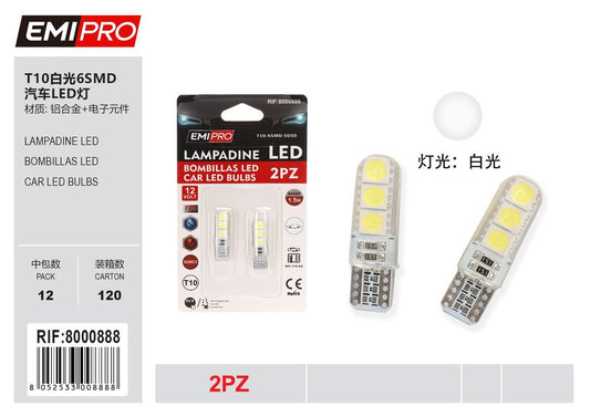 Lampadine Led 2Pcs T10 Bianca