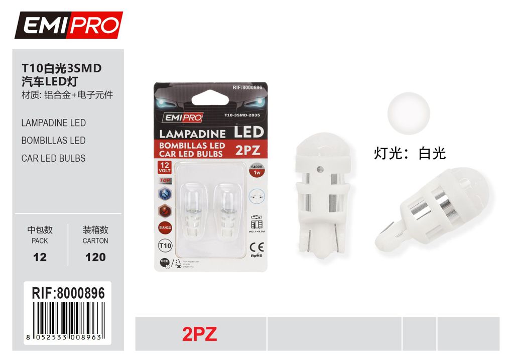 Lampadine Led 2Pcs T10