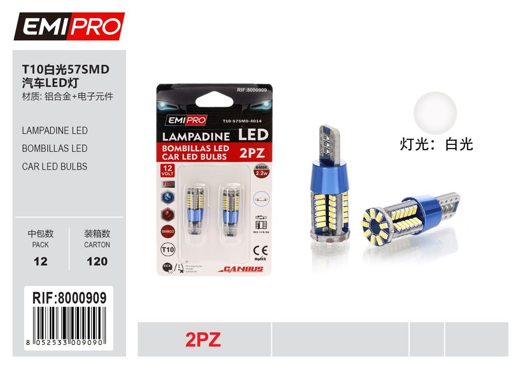 Lampadine Led 2Pcs T10
