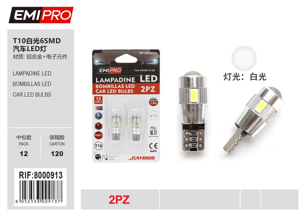 Lampadine Led 2Pcs T10