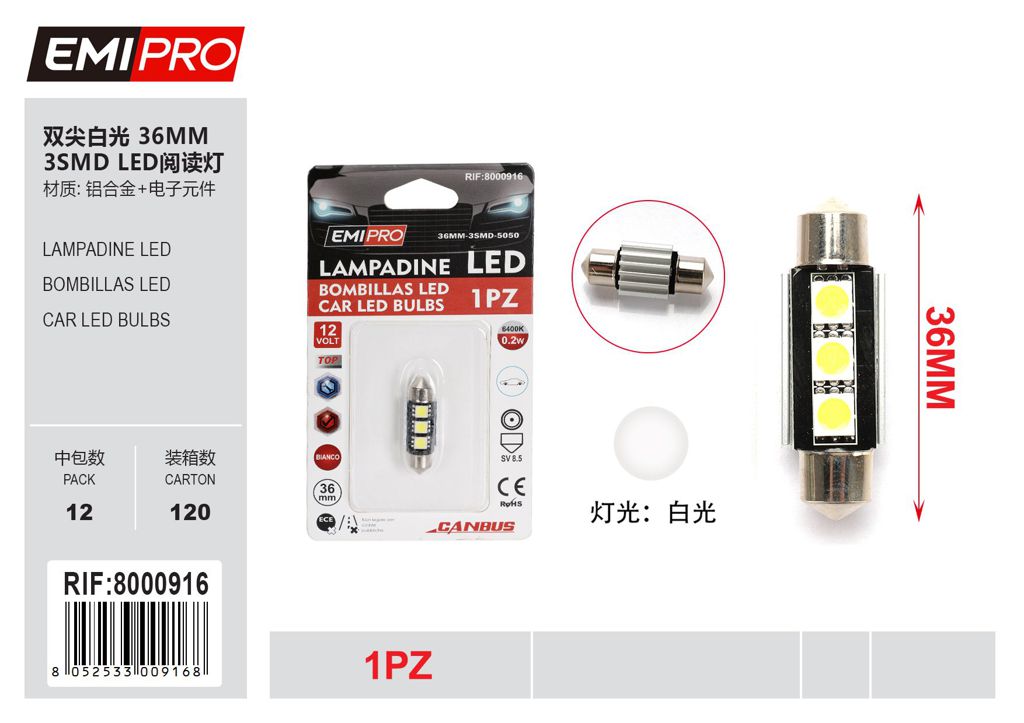 Lampadine Led 1Pcs 36mm Bianca